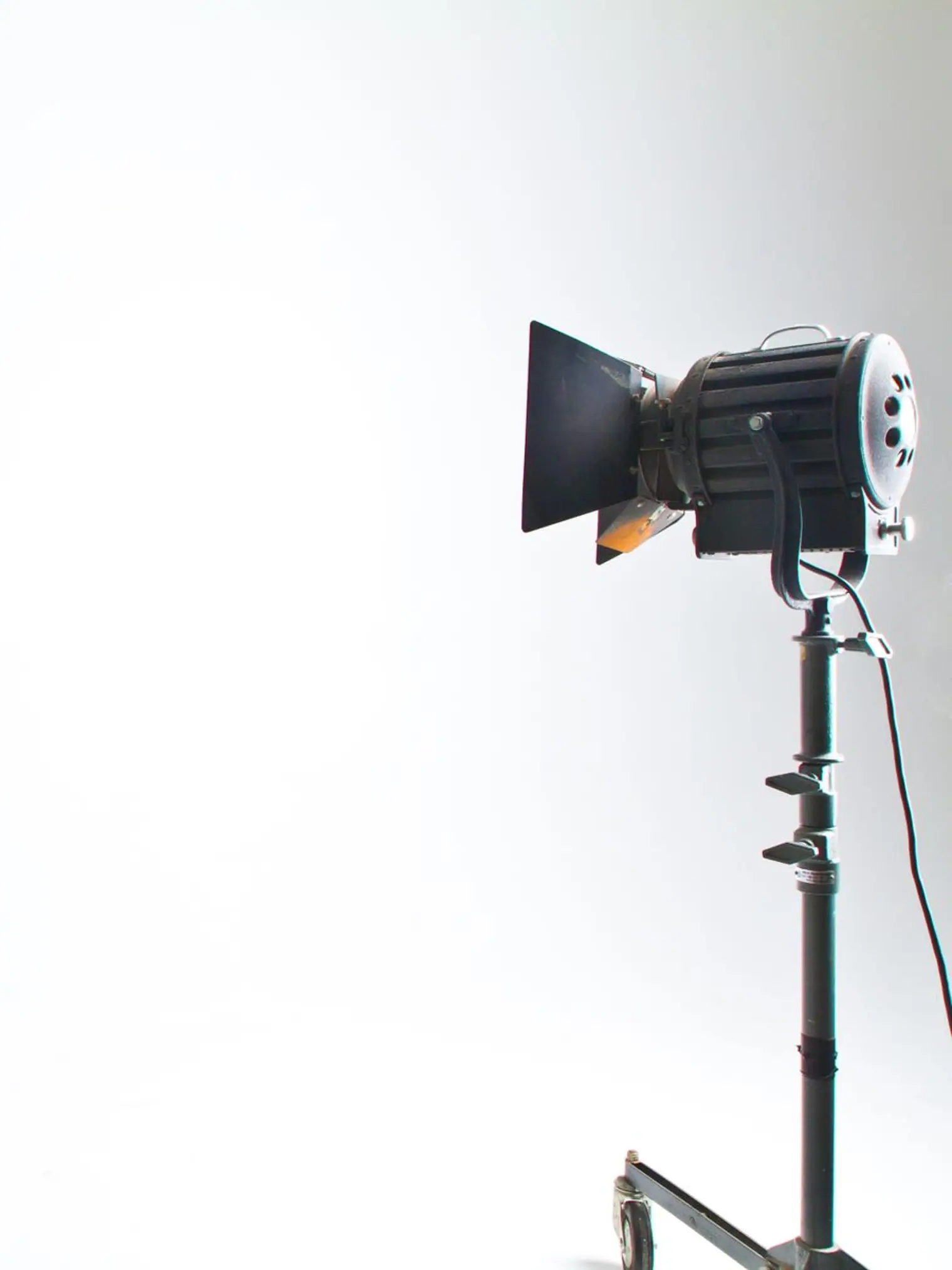 Two studio lights in an empty photography studio