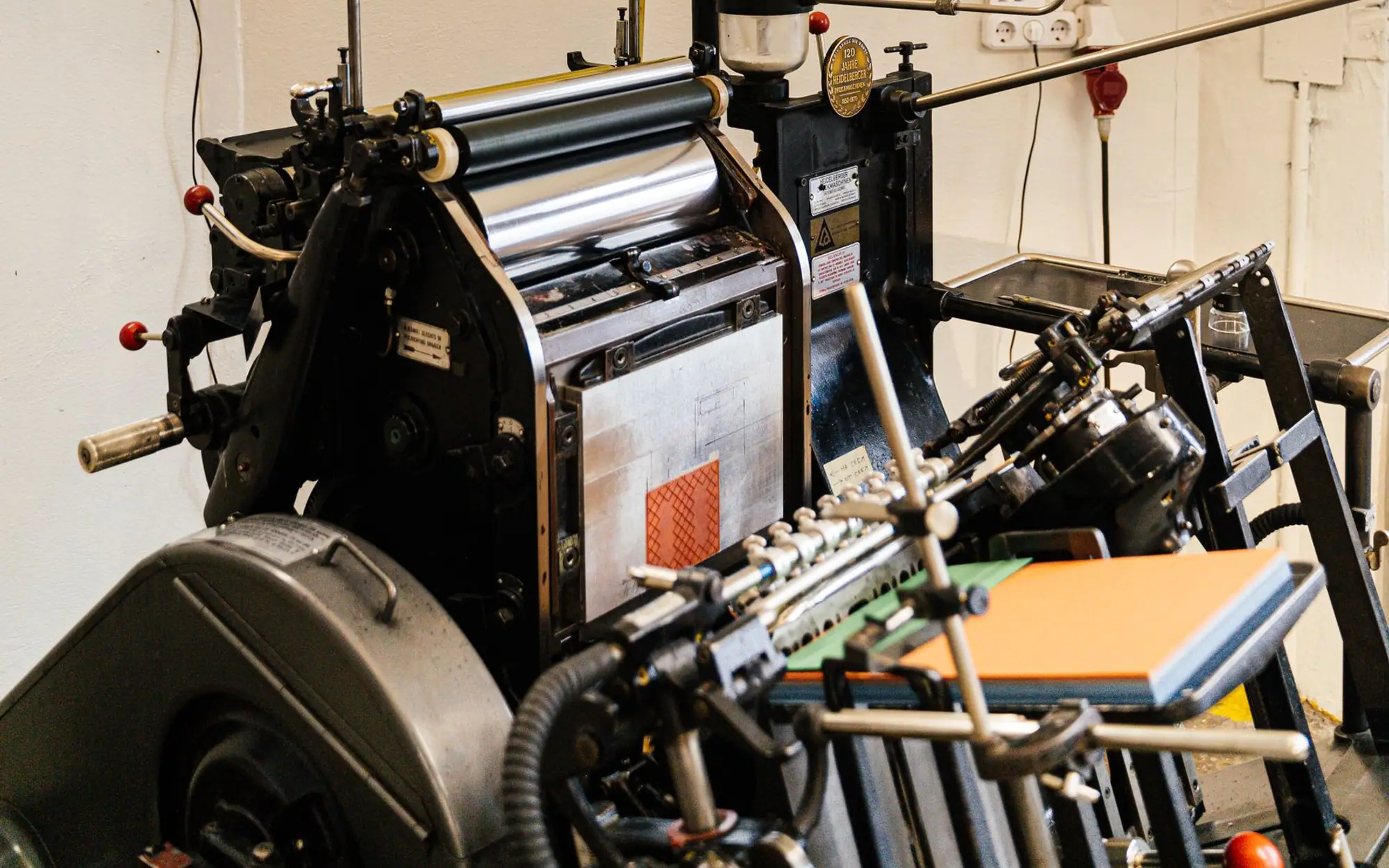 Studio with a typography press and printed posters